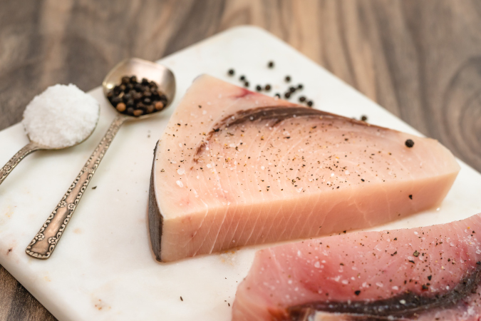 Swordfish steaks prepped